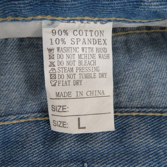 Misook Painted Flower Graphic High Rise Straight Leg Ripped Jeans Large 32" - Picture 3 of 4